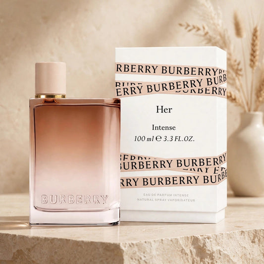Burberry Her Intense Eau de Parfum 100ml for Women — warm beige studio