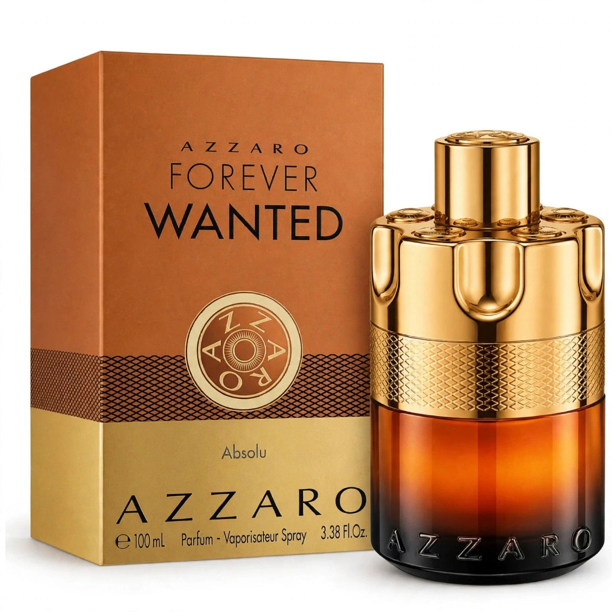 Azzaro Forever Wanted Absolu Eau de Parfum 100ml bottle and box on white background