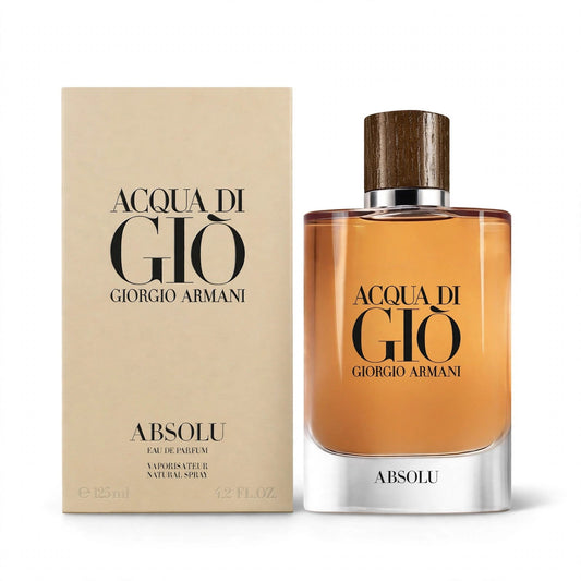 Acqua di Gio Absolu Eau de Parfum 125ml bottle and box on white background