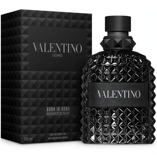 Valentino Uomo Born In Roma Rockstud Noir EDT 100ml bottle and box — main product image