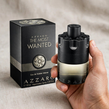 Azzaro The Most Wanted Eau de Parfum Intense 100ml bottle held in hand
