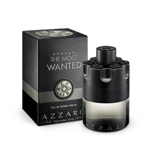 Azzaro The Most Wanted Eau de Parfum Intense 100ml bottle and box on white background