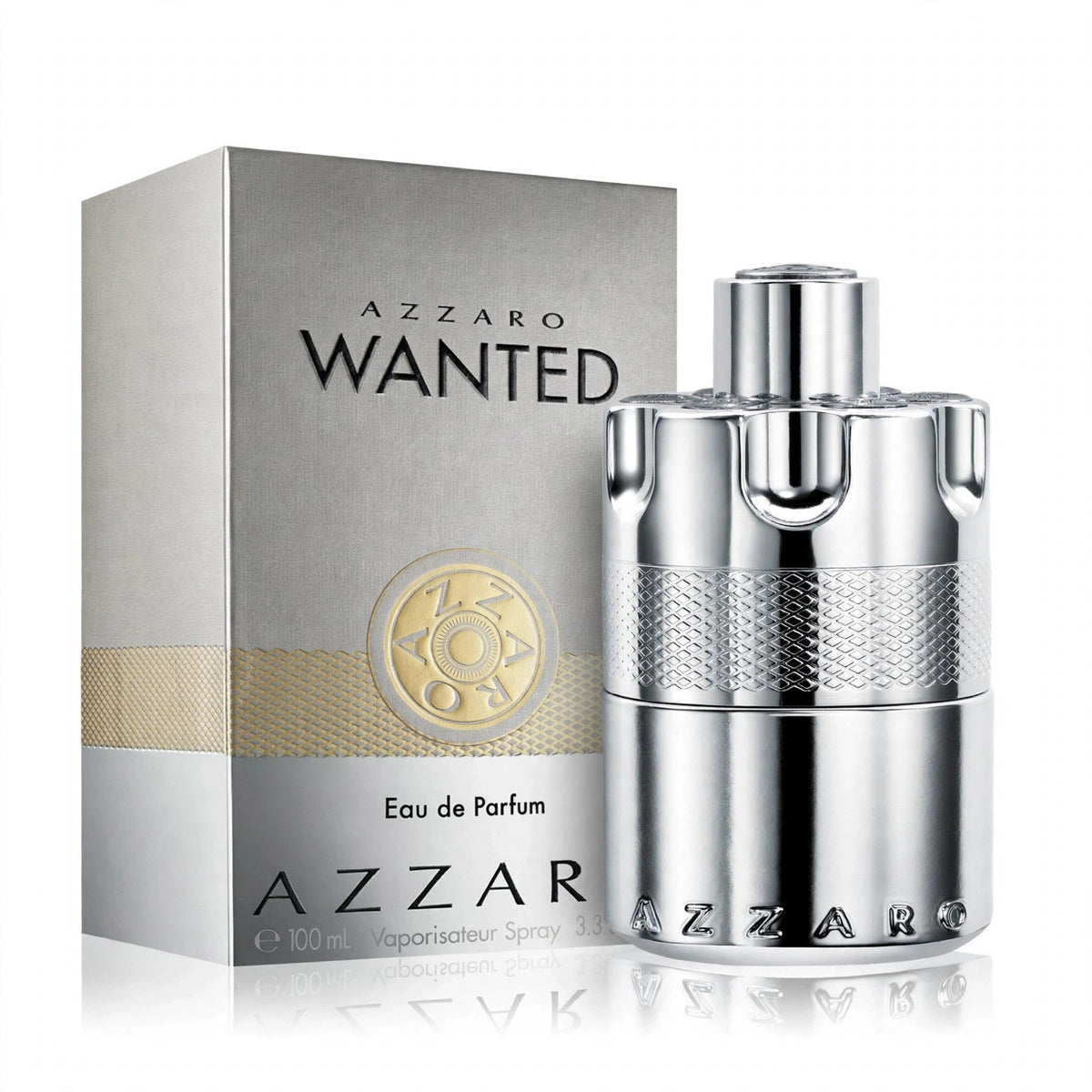 Azzaro Wanted Eau de Parfum 100ml / 3.3oz for Men bottle and box on white background
