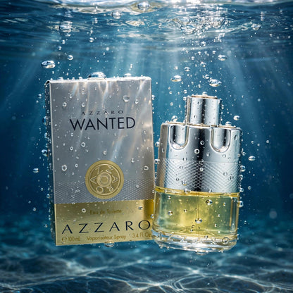 Azzaro Wanted Eau de Toilette 100ml bottle submerged in water